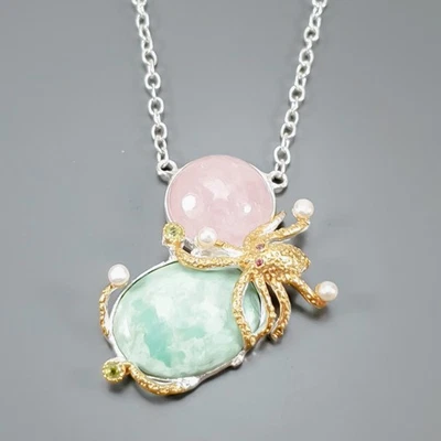 Handmade Natural Turquoise Necklace 925 Sterling Silver 17.5"/N27592 - Image 1 of 4