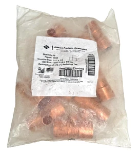 (10-PACK) EPC Reducing Tee 1" x 1" x 1/2" CTS Solder Joint Copper Sweat Fitting - Picture 1 of 10