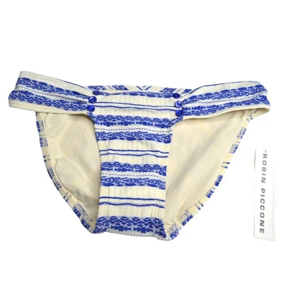 Parte inferior de bikini ROBIN PICCONE, extra pequeña a rayas azules y crema, texturizada nueva con etiquetas $70 Foto 1 de 4