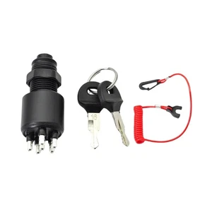 Durable Ignition Key Switch w/ Safety Lanyard Replacement Part for Johnson Boat - Picture 1 of 10