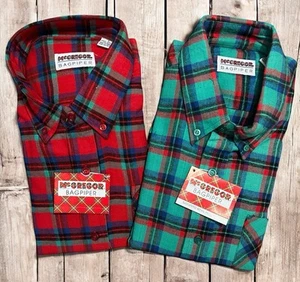 2 Vtg NEW McGregor Flannel Shirts Lg Tartan Plaid Bagpiper Button up Hipster Lot - Picture 1 of 7