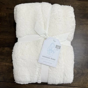 POTTERY BARN KIDS SOLID SHERPA ROBE UNISEX SIZE MED 4 - 6 ~ IVORY - Picture 1 of 7