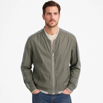 HUGO BOSS Green Label Bomber Jacket XL Olive Gray Green Zip Up Lightweight - Image 1 of 4