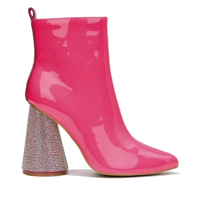 New Cape Robbin Biba Hot Pink Patent Leather Block Heel Rhinestone Boots Sz 7.5 - Image 1 of 4