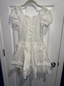 “Lace Made In Denmark” White Corset Short Dress With Puffy Sleeves NWT SIZE S - Picture 1 of 10