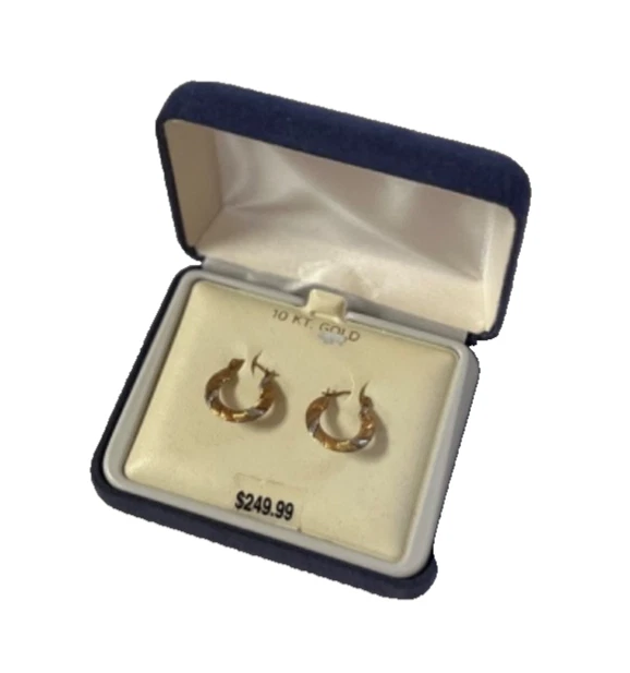 Pendientes de aro de oro de 10K tricolor de 15 mm Foto 1 de 1