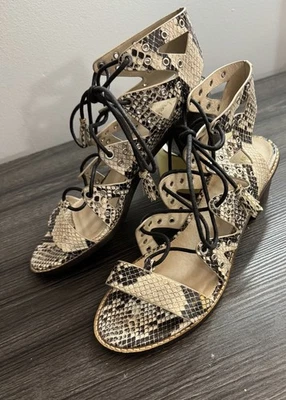 Босоножки гладиаторские змеиные на каблуке женские EUC Shellys London размер 40 (10) - Изображение 1 из 4