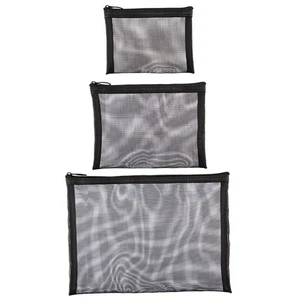 Bolsa de almacenamiento de maquillaje de gran capacidad bolsa de malla organizadora de viaje 3 piezas - Imagen 1 de 12