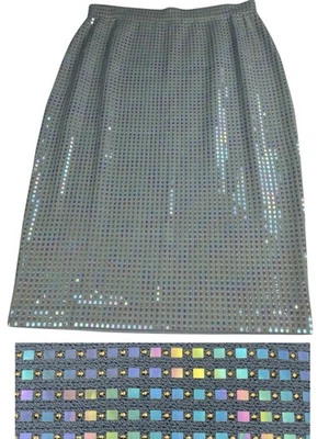 Falda St John Evning By Marie Gris 8 Azul Tachonado Brillante Metálico Tejido Corto Foto 1 de 4