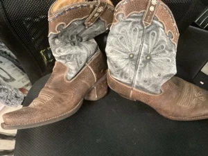 Ariat Boots Women Size 9 Daisy Western Boot 10004577 Brown Blue Leather Cowboy - Picture 1 of 6