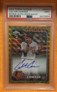Colton Cowser Rookie Autograph /50 Gold Wave Refractor 2024 Topps Chrome PSA 9 - Picture 1 of 9