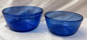 Anchor Hocking Cobalt Blue Nesting Mixing Bowls Set 1.5 & 2.5 Qt Vintage Glass - Picture 1 of 7