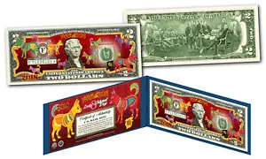 2018 Lunar Chinese New YEAR OF THE DOG * Polychromatic 8 Dogs * $2 U.S Bill BLUE - Picture 1 of 1