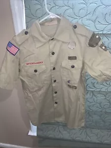 Boy Scout BSA UNIFORM Tan SHIRT Youth Large Short Sleeve H59 - Picture 1 of 9