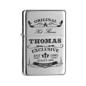 Chrom-optik Sturmfeuerzeug Benzin-Feuerzeug inkl. Gravur Original-Exklusive - Bild 1 von 3