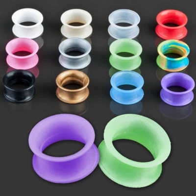 20-32mm Tubo Flesh Tunnel Plug Silicone Flessibile Piercing Orecchio Z108x - Immagine 1 di 3