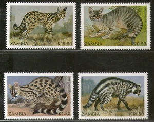 Zambia #SG643-SG646 MNH 1991 Genet Civet Serval Wild Cat [519-522] - Picture 1 of 1