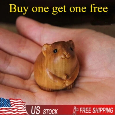 Wood Carved Mouse Figurine Desktop Statue Art Toy Perfect Gift for Animal Lovers - Image 1 of 4