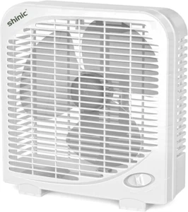 10" Tabletop Box Fan for Bedroom, 2 Speeds, Quiet Table Fan with Strong Airflow, - Picture 1 of 12