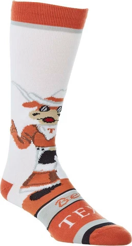 * Texas Longhorns Bevo Dress Crew Socks Men's Large 10-13 NWT NCAA Football Cover