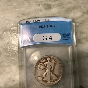1921-S Walking Liberty halber Dollar G-4 - Bild 1 von 2