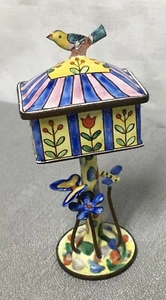 Vtg Kelvin Chen Miniature Handpainted Enamel Birdhouse Trinket Box #41 READ DESC - Picture 1 of 16