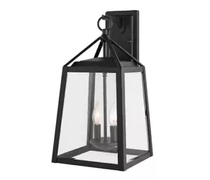 HDC Blakeley 19.25" Transitional 2-Light Black Outdoor Wall Light Fixture Sconce - Picture 1 of 8