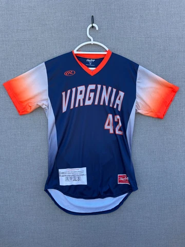 Virginia UVA Cavaliers Women's Jersey Softball Medium Blue Orange Rawlings Cover