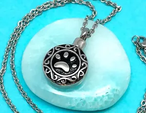 Celtic Paw Print Pet Cremation Jewelry Ashes Urn Necklace Ash Pendant Dog Cat  - Picture 1 of 10