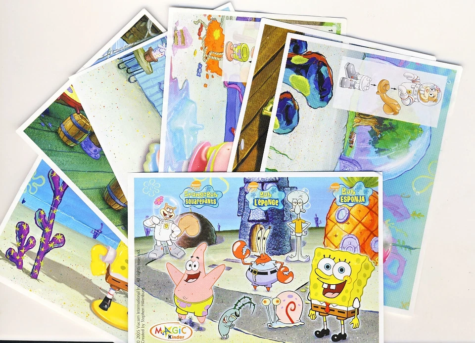 Beipackzettel BPZ - Komplettsatz Spongebob  aus MEXIKO  alle 7 verschiedenen - Bild 1 von 1