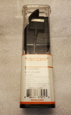 New! Ventev 1A EcoCHARGE Apple 30 Pin / USB Wall Charger iPod iPhone 4 110 / 220 - Image 1 of 4