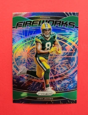 Josh Jacobs - Packers - 2024 Prizm - Fireworks Insert - Green Prizm Parallel - 6 - Image 1 of 2