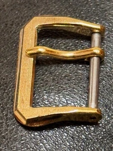 Placa dorada ranurada y corte diseño de esquina hebilla de correa de reloj vintage 16 mm NOS 1950s - Imagen 1 de 6