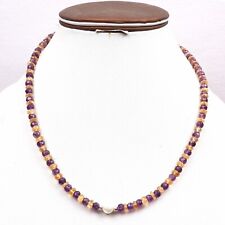 Citrine & Amethyst Necklace 16 Inch with 925 Silver Lock 5 MM Rondelle Beads
