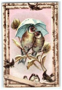 1880s Coffee Lion Trade Card Victorian Spice Woolson Toledo Co Birds Umbrella - Picture 1 of 3