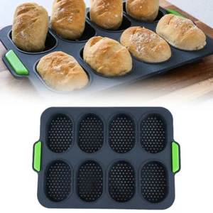 Non-stick Silicon Cake Bread Loaf Pan Tins Baking 8 Holes Mould Bakeware Tray OY - Picture 1 of 12