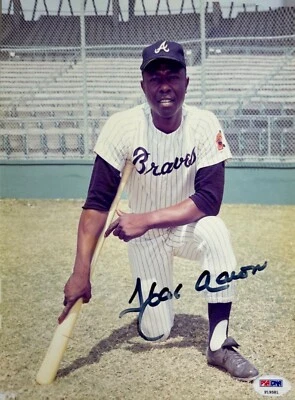 Hawk Aaron Signed 8x10 Photo Atlanta Braves PSA P19581 - Image 1 of 2