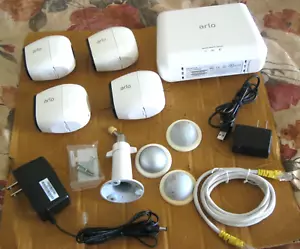 Netgear ARLO Base Station Hub VMB4000 w/ 4 Arlo Pro Cameras VMC4030 NO Batteries - Picture 1 of 6