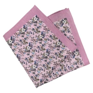 JOS A BANK Mens Linen Floral Handkerchief Light Purple Pocket Square Scarf 13.5" - Picture 1 of 5
