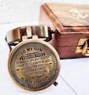 Nautical Engraved Brass Compass Meaningful Gift to My Son from Dad Keepsake Gift