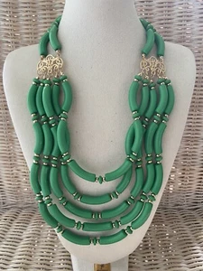 Damenkette Statement Halskette Grün Modekette Lagenlook Modeschmuck Blogger - Bild 1 von 11