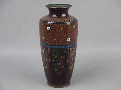 CLOISONNE 搪瓷花瓶龙凤凰 7.2 英寸古董日本罐明治时代锅 — 第 1/4 张图片