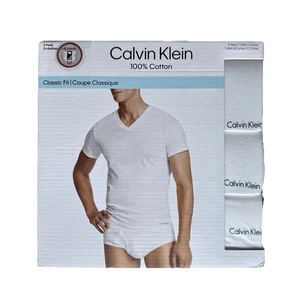 Calvin Klein 100% Baumwolle 3er Pack Classic Fit V-Ausschnitt T-Shirts Weiß Small S/P (36) - Bild 1 von 2