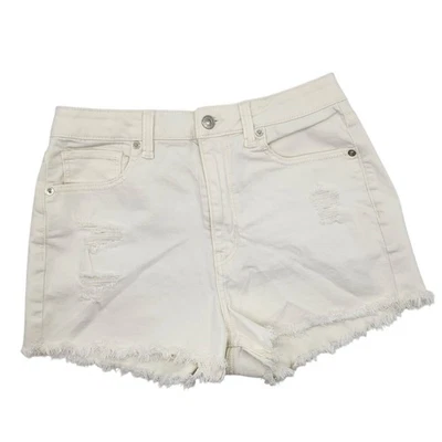 Pantalones Cortos American Eagle Para Mujer 6 Blancos Tiro Alto Mamá Envejecidos Súper Elásticos Foto 1 de 4