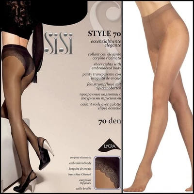 SiSi Style klassische enge transparente Strumpfhose mit durchbrochenem... - Bild 1 von 4