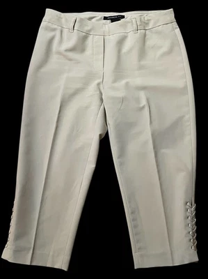 Zac & Rachel Crop Capri Pants Sz 8P flat front laced hem Tan NormCore Academia - Image 1 of 4