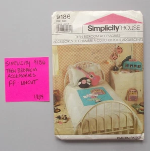 VTG 1989 SIMPLICITY PATTERN #9186 ONE SIZE TEEN BEDROOM PILLOWS GUITAR RECORD + - Picture 1 of 3