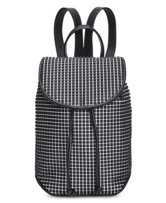 STEVE MADDEN Bounce Small Backpack 3D Gridded Squares Black White - Image 1 of 4