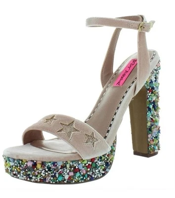 NUEVO Betsy Johnson Kenna Rock Candy Star Tacones Rubor 8.5M Estética Vanguardista Foto 1 de 4