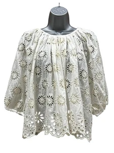 Neu mit Etikett Madewell besticktes gerafftes Puffärmel-Top Größe Medium - Bild 1 von 9